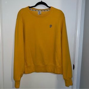 PINK Yellow Varsity Crewneck